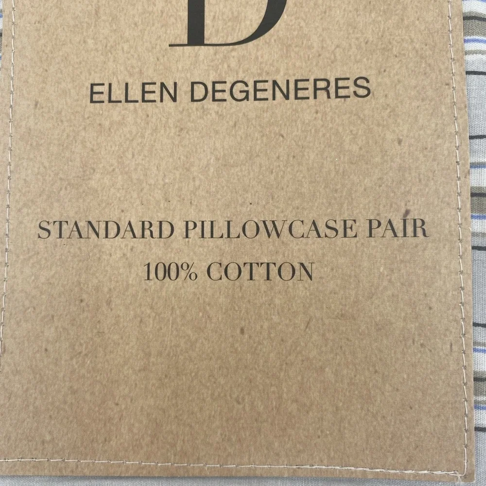 ED Ellen DeGeneres Pillowcase Pair Standard Sketched Stripe 100% Cotton Percale